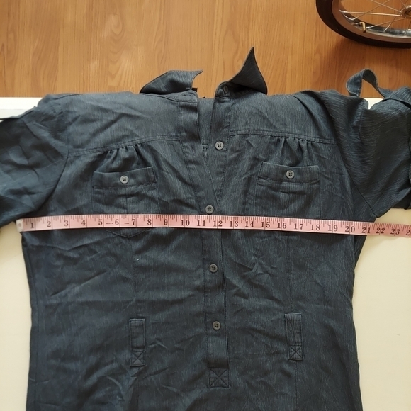 AB Studio Chambray Shirt Dress Blue Popover w Belt Loops Sz 16 - Picture 7 of 8